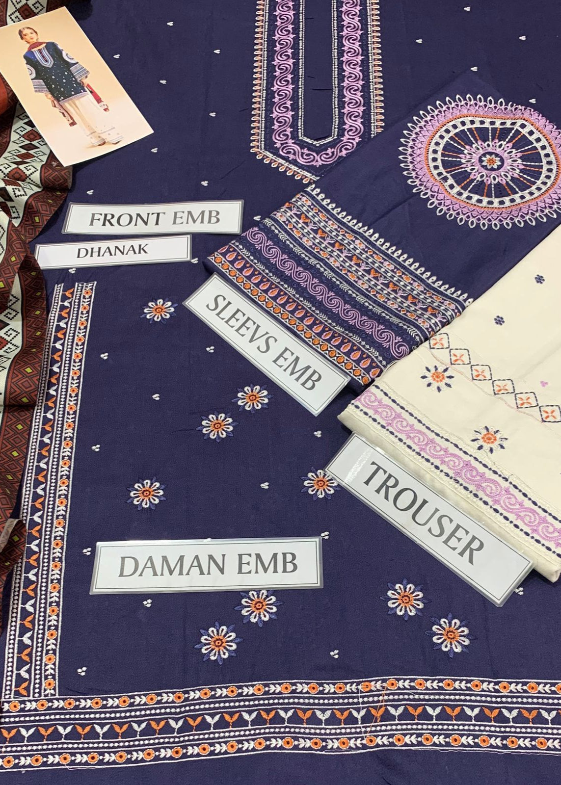 DHANAK 3PC Embroidered by JAZMIN