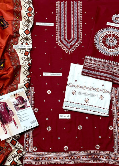 DHANAK 3PC Embroidered by JAZMIN